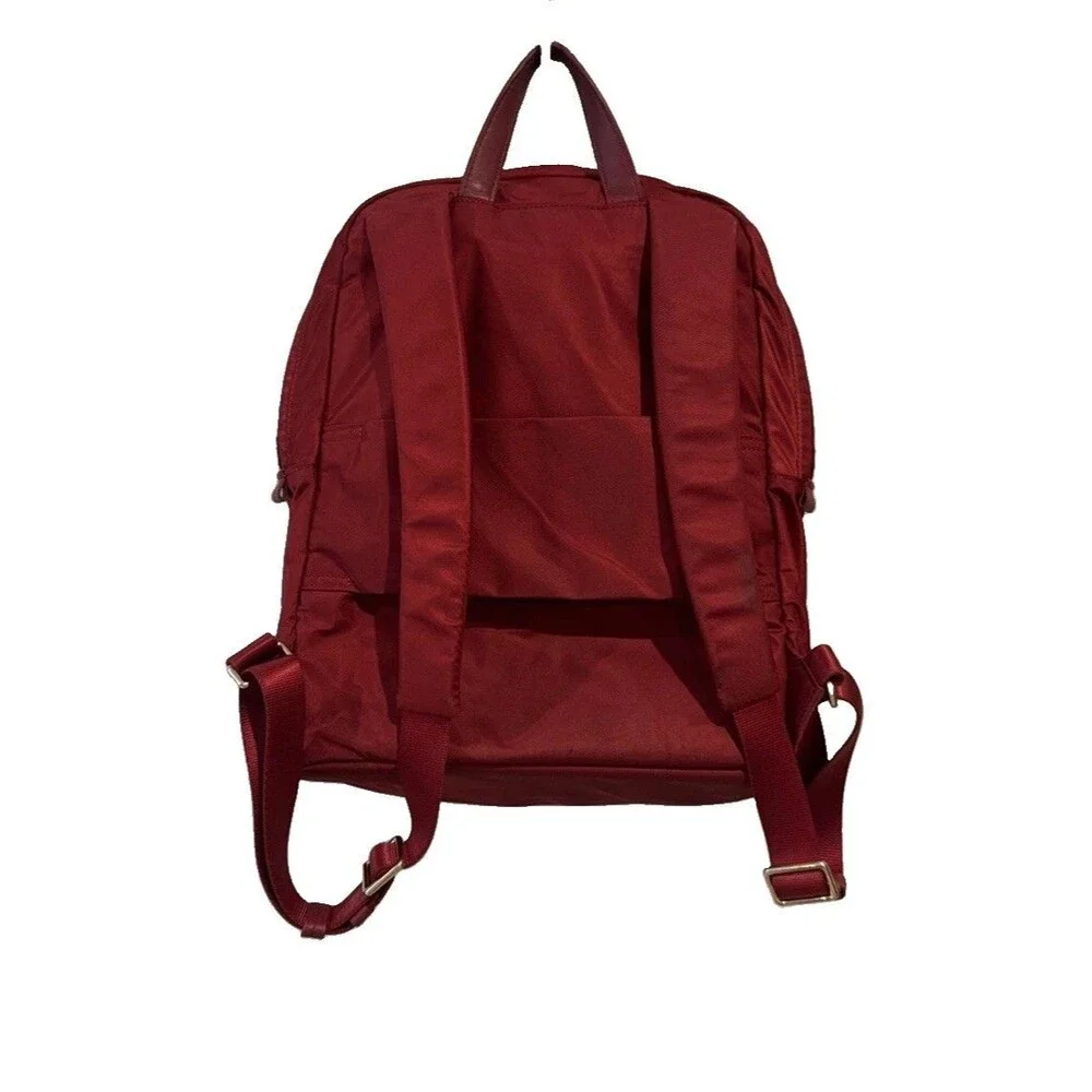 TUMI Voyageur Halle Backpack Burgundy Red Nylon Travel Laptop Bag Gold Hardware